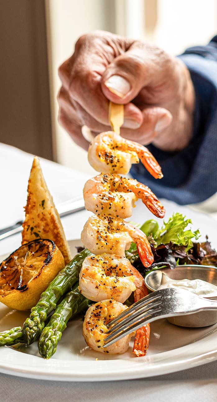 Gourmet shrimp dish at Verve residence